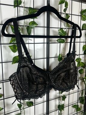 Adore Me Black/Tan Lightly Lined Adjustable Strap Lace Bra Women's 40C